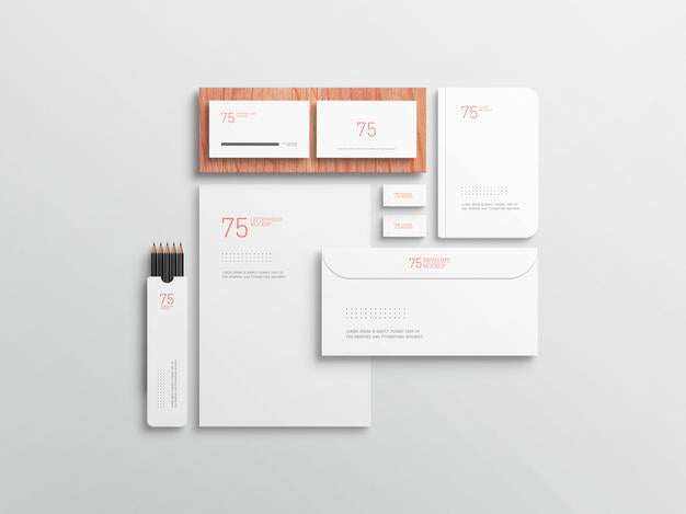 Minimalist White Stationary Set Mockup Psd