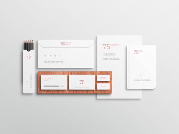 Minimalist White Stationary Set Mockup Psd