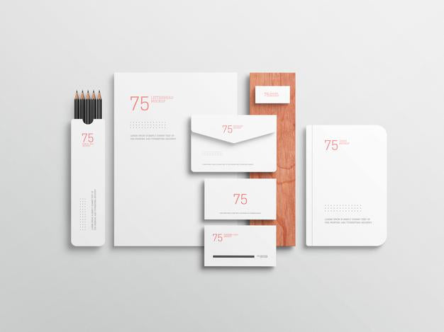 Minimalist White Stationary Set Mockup Psd