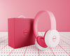 Minimalistic Pink Headphones Arrangement Psd