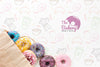 Mix Of Colorful Donuts In Paper Bag With Mock-Up Psd