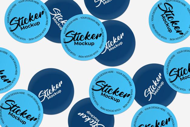 Mix Of Round Sitckers Collection Mockup Psd