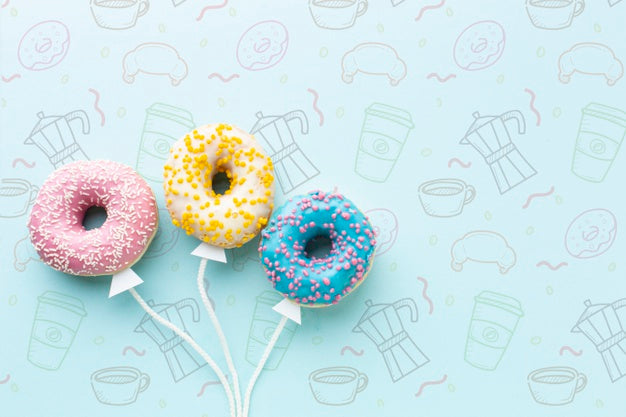 Mix Of Sprinkled Colorful Donuts Psd