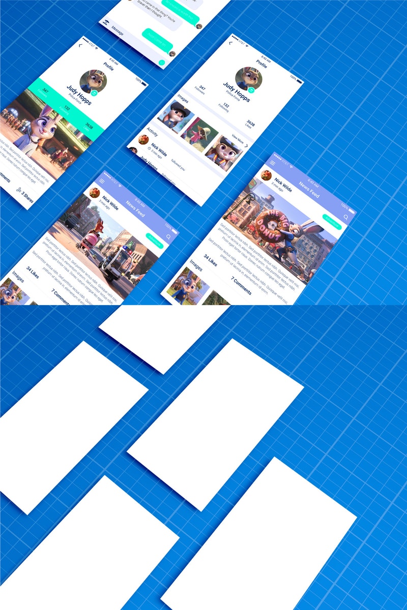 Mobile App Mockup On Blueprint