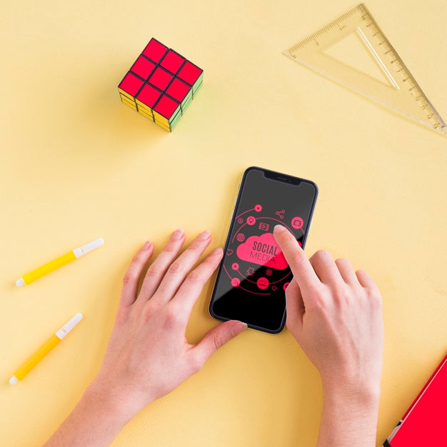 Mobile On Desk With Mock-Up Psd