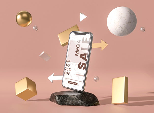 Mobile Phone 3D Mock-Up And Arrows Psd