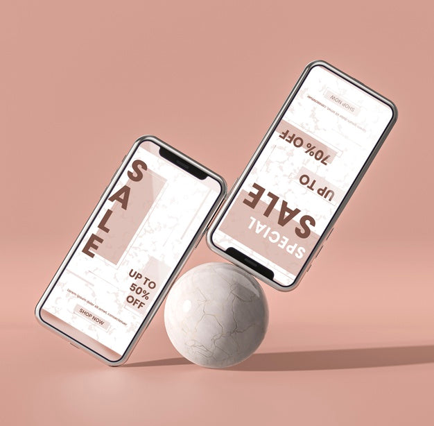 Mobile Phone 3D Mock-Up And White Ball Concept Psd