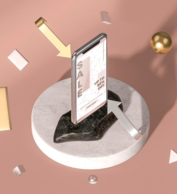 Mobile Phone 3D Mock-Up High View Psd