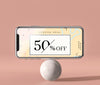Mobile Phone 3D Mock-Up Standing On White Ball Psd
