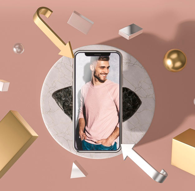 Mobile Phone 3D Mock-Up With Fashion Man Psd