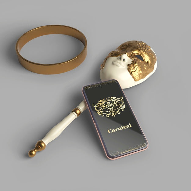 Mobile Phone Carnival App Mock-Up And Mask With Ring Psd