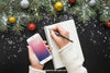 Mobile Phone Mockup With Christmas Design Psd