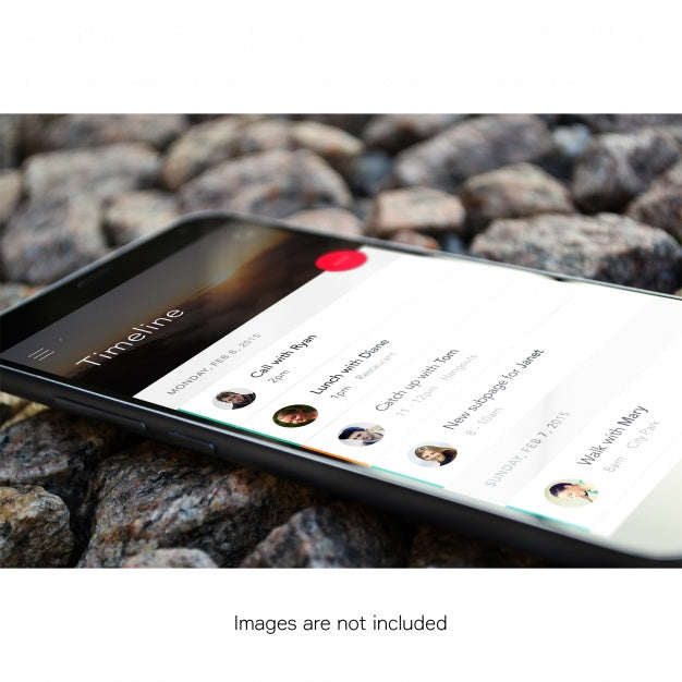 Mobile Phone On Stones Mock Up Psd