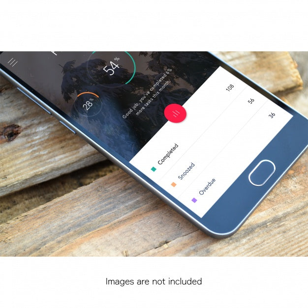 Mobile Phone On Wood Mock Up Psd