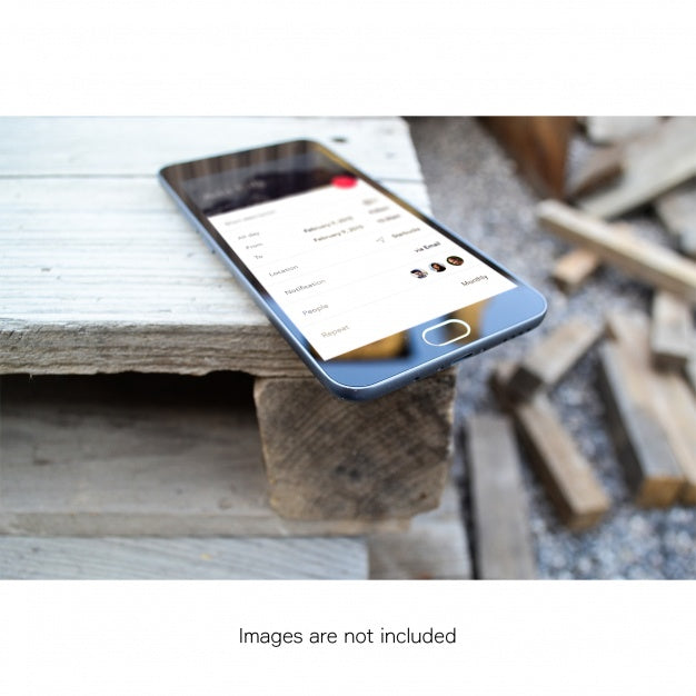 Mobile Phone On Wooden Table Mock Up Psd