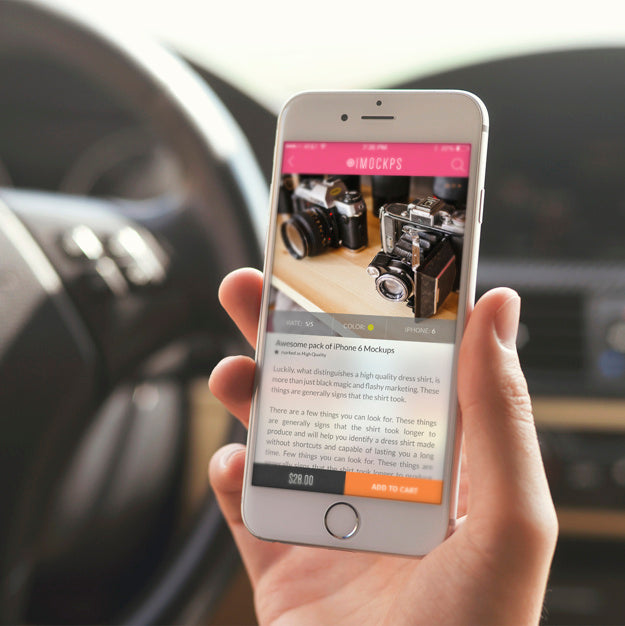 White iPhone 7 in a Hand with Changeable Screen Mockup