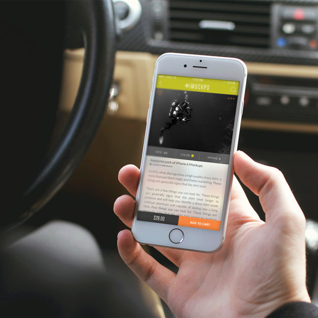 iPhone 7 Mockup Inside a Car