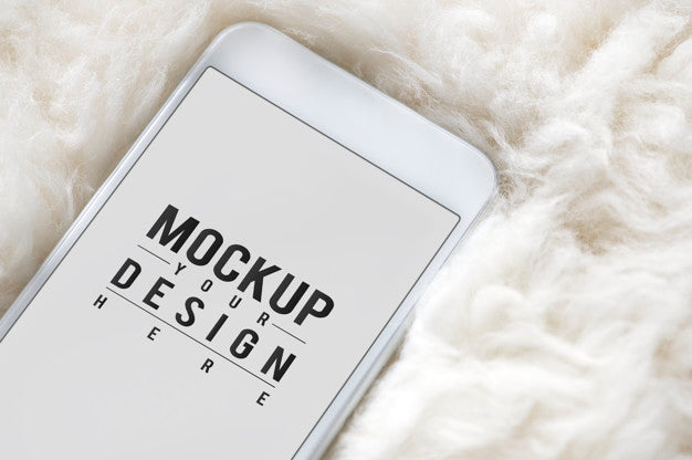 Mobile Phone Screen Mockup On Fur Surface Psd