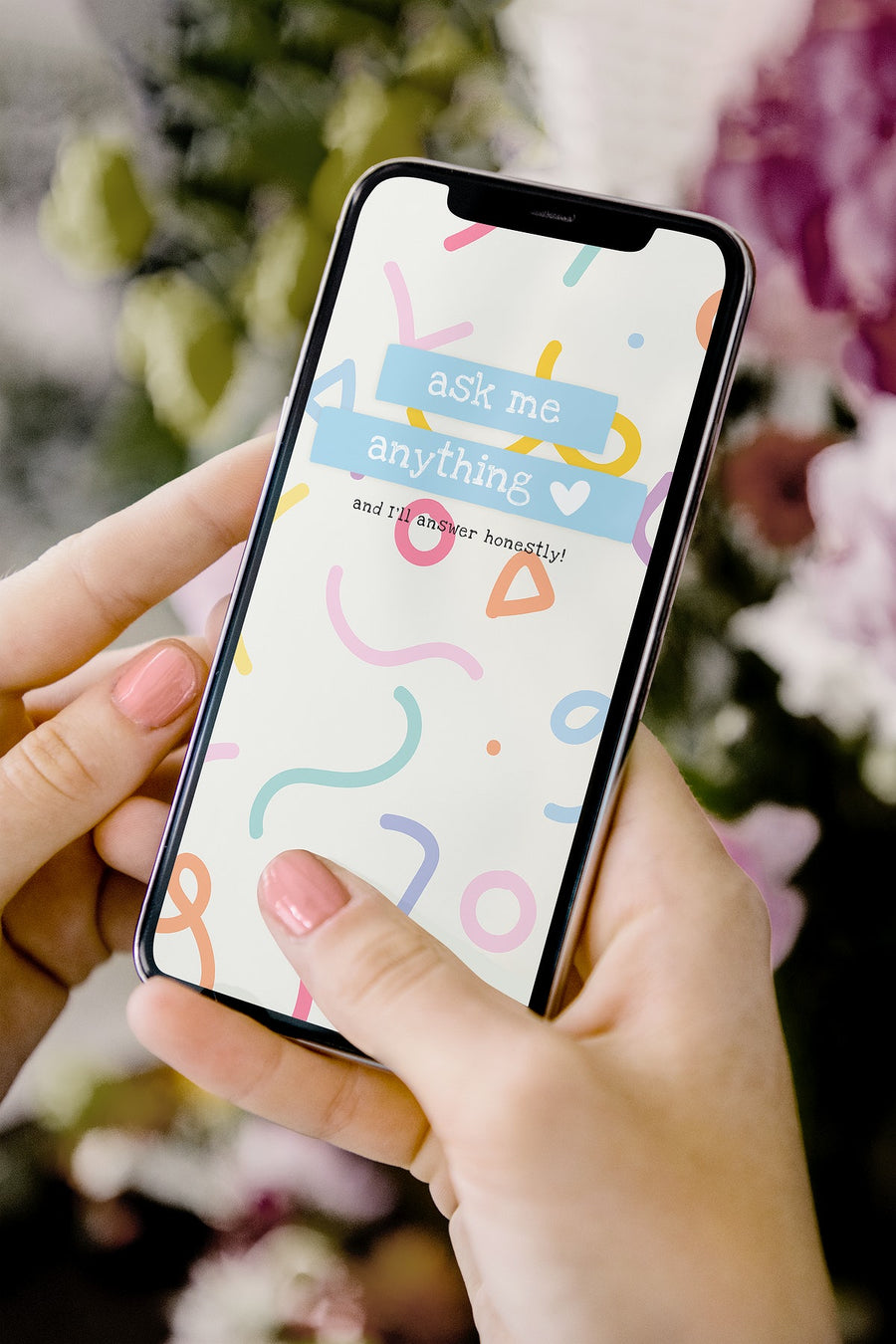 Mobile Phone Screen Mockup Psd With Social Media Story Ask Me Anything Quiz