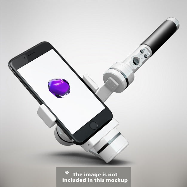 Mobile Phone With Selfie Stick Mock Up Psd
