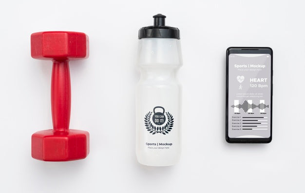 Mobile With Water Bottle Beside Psd