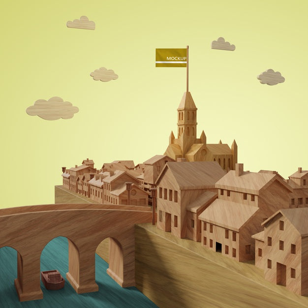 Mock-Up 3D Cities Buildings Model Psd