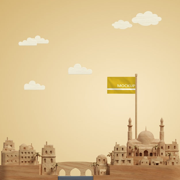 Mock-Up 3D Cities Landmark Model Psd