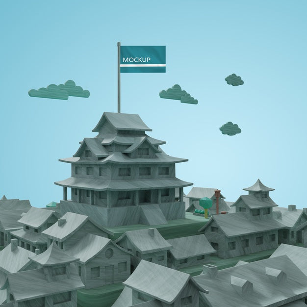 Mock-Up 3D Cities World Day Buildings Psd