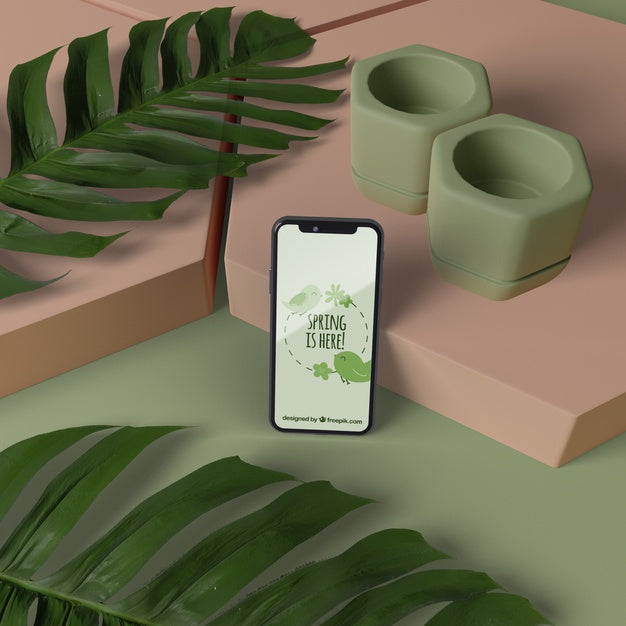 Mock-Up 3D Decorations With Mobile On Table Psd