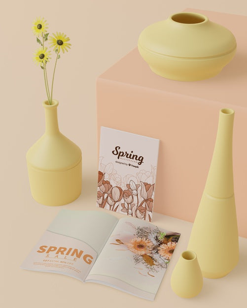 Mock-Up 3D Spring Decorations Psd