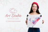 Mock-Up Ad For Art Studio And Cute Girl Psd
