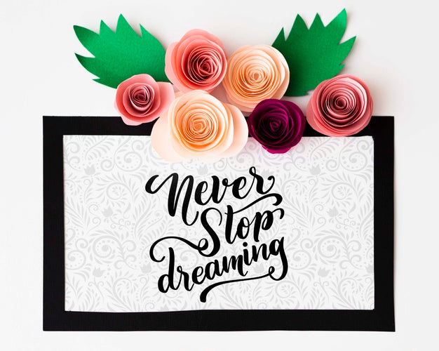 Mock-Up Artistic Floral Frame With Inspirational Message Psd