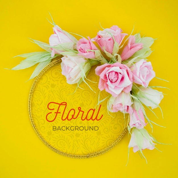 Mock-Up Artistic Floral Frame With Positive Message Psd