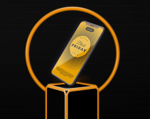 Mock-Up Black Friday With Neon Design Psd