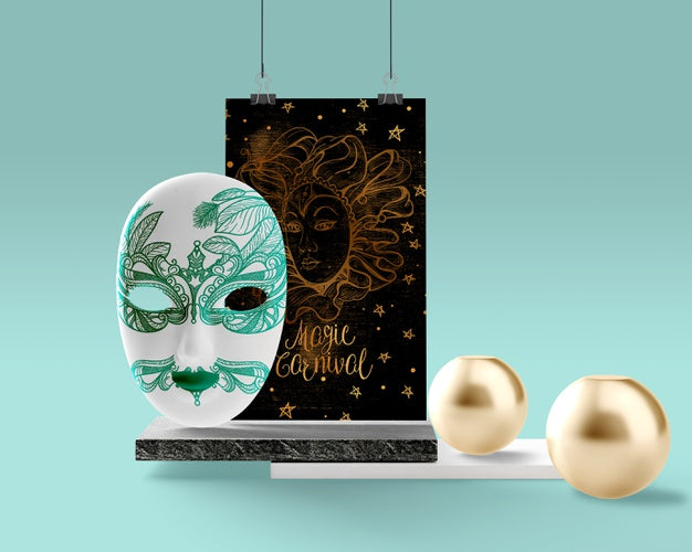 Mock-Up Blue Thematic Mask For Carnival Psd