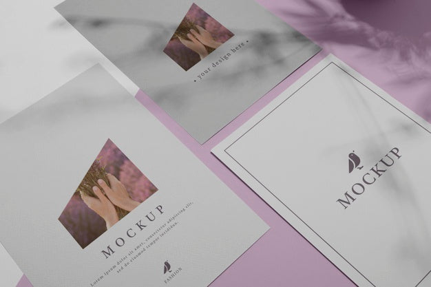 Mock Up Brochure Shadow Overlay Flat Lay Psd