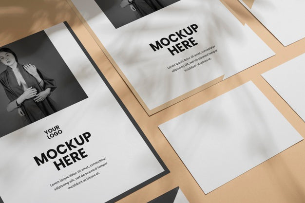 Mock Up Brochure Shadow Overlay Flat Lay Psd