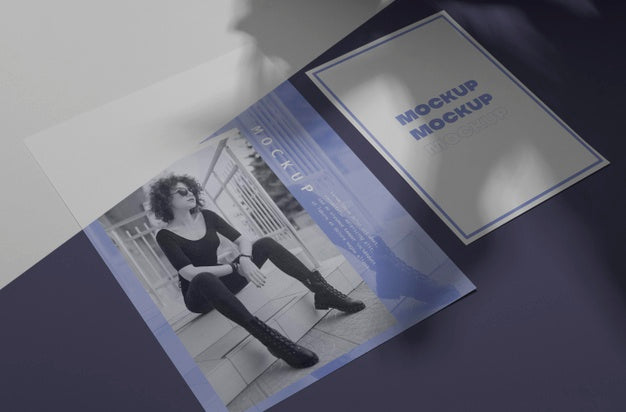 Mock Up Brochure Shadow Overlay Top View Psd