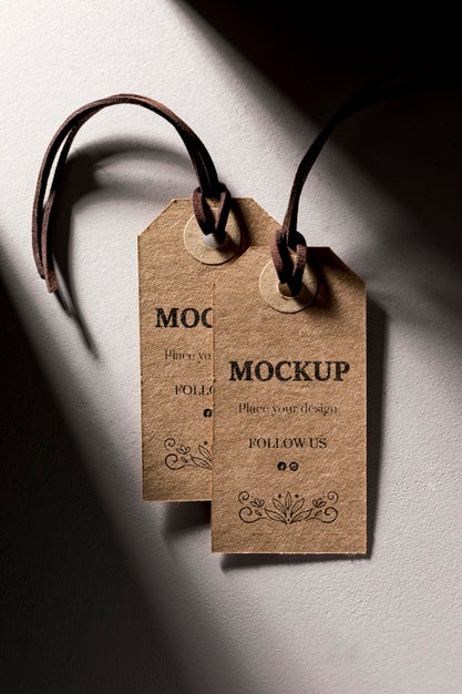 Mock-Up Brown Price Tags Hanging Psd