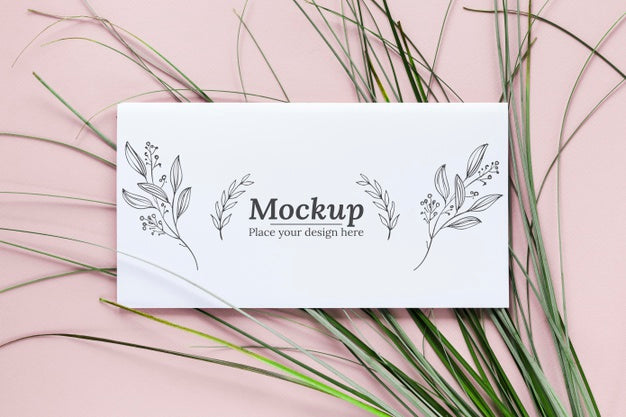 Mock-Up Card With Leaves Arrangement Psd