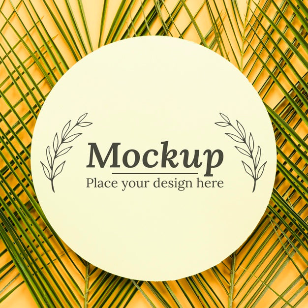 Mock-Up Card With Leaves Composition Psd