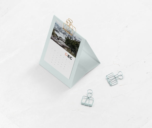 Mock-Up Cardboard Calendar On Table Psd
