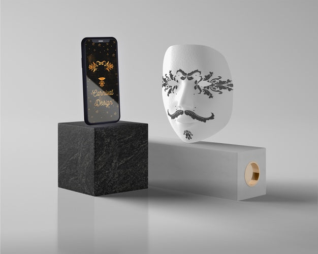 Mock-Up Carnival Mask On Desk Psd