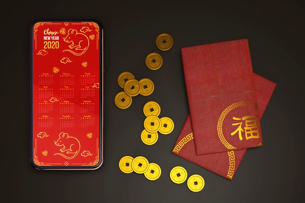 Mock-Up Chinese New Year Greeting Card Psd