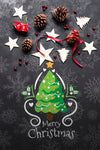 Mock-Up Christmas Draw With Decorations Specific Psd