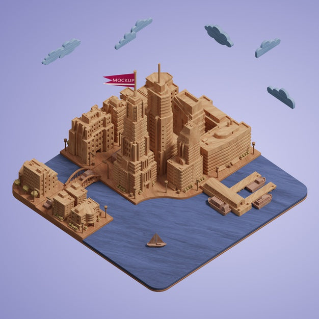 Mock-Up Cities Buildings Miniature Psd