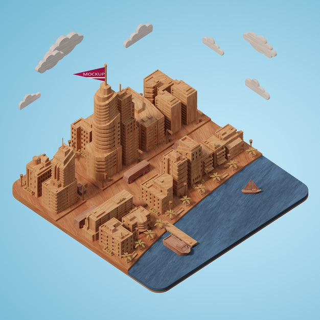 Mock-Up Cities Buildings Model Psd