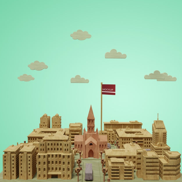 Mock-Up Cities World Day Miniature Model Psd