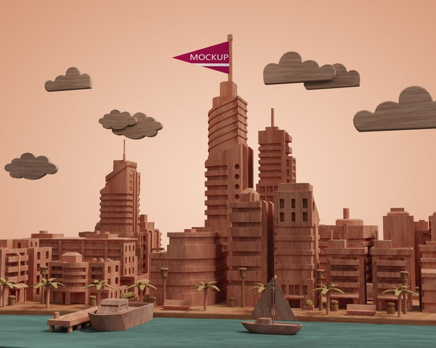 Mock-Up City 3D Building Miniature Model Psd