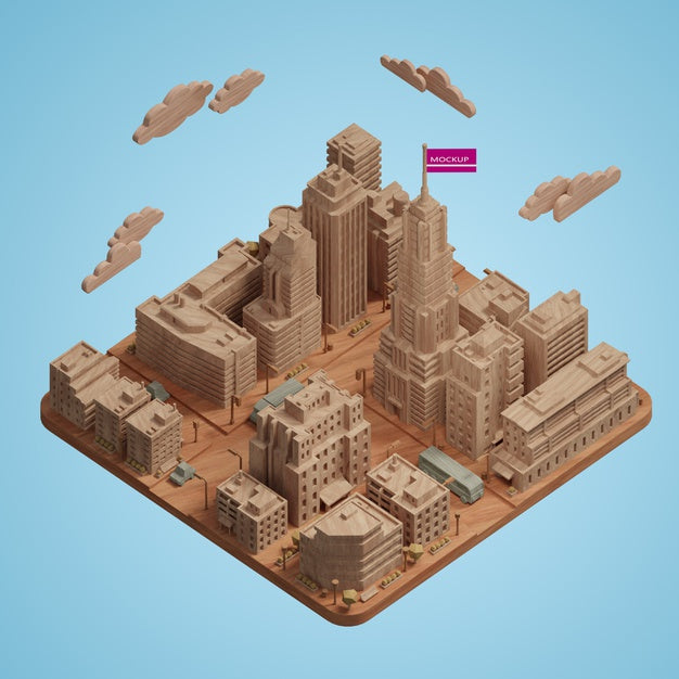 Mock-Up City 3D Building Psd